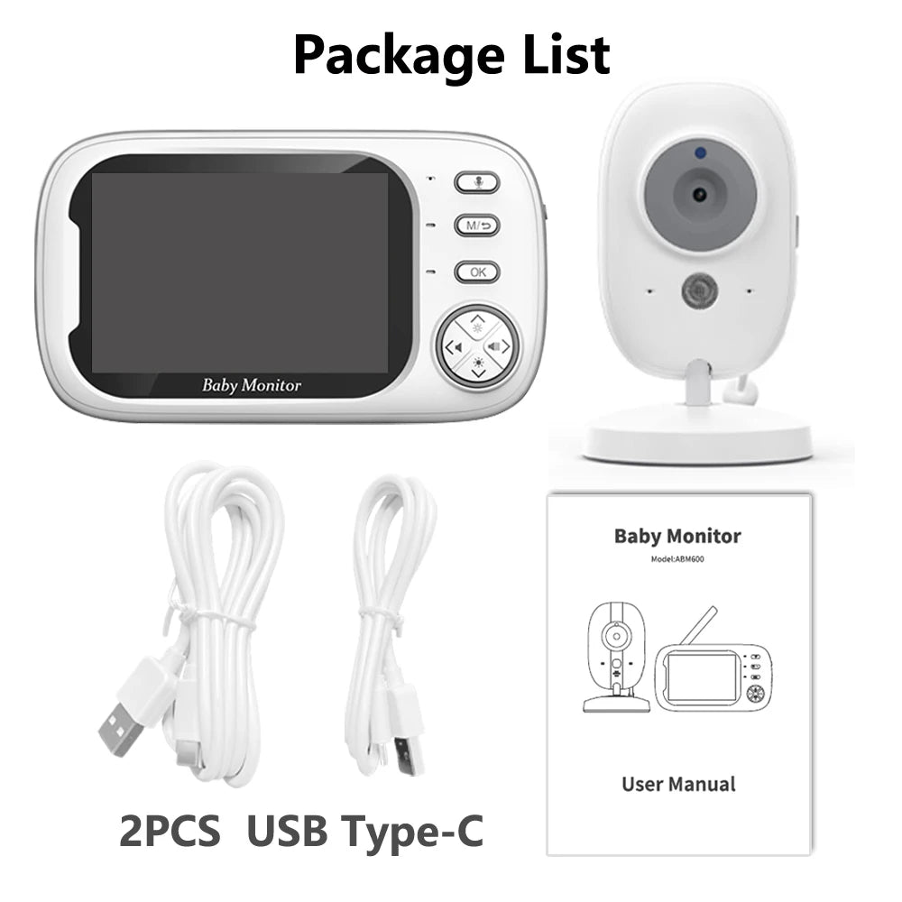 3.5 inch Wireless Video Baby Monitor Night Vision Temperature Monitoring 2 Way Audio Talk Baby Nanny Security Camera