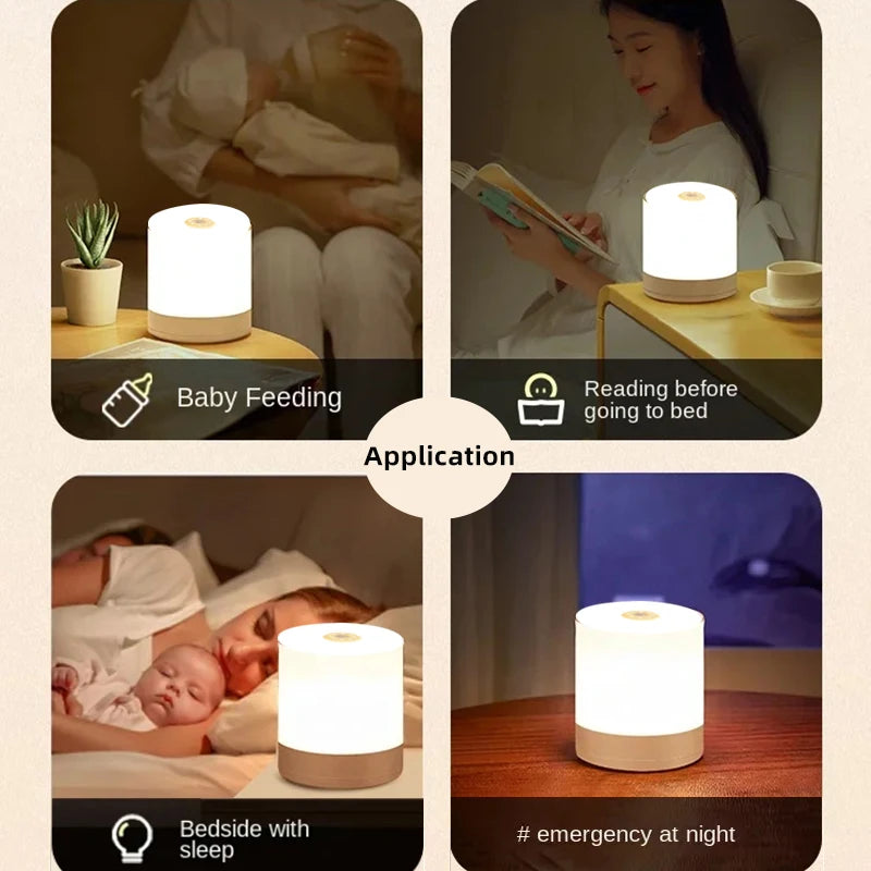 Night Light Led Touch Sensor Light Stepless Dimmable Beside Lamp USB Charging Table Lamp Baby Night Lamp for The Bedroom