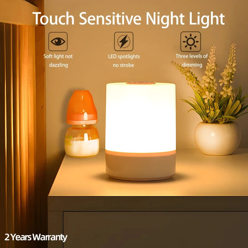 Night Light Led Touch Sensor Light Stepless Dimmable Beside Lamp USB Charging Table Lamp Baby Night Lamp for The Bedroom