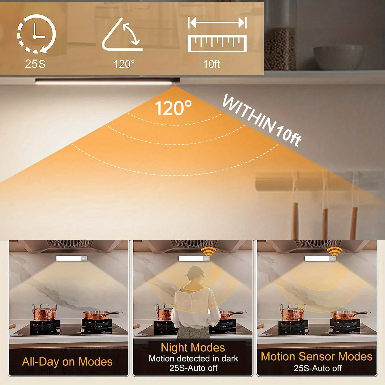 Motion Sensor Wireless LED Light USB Rechargeable